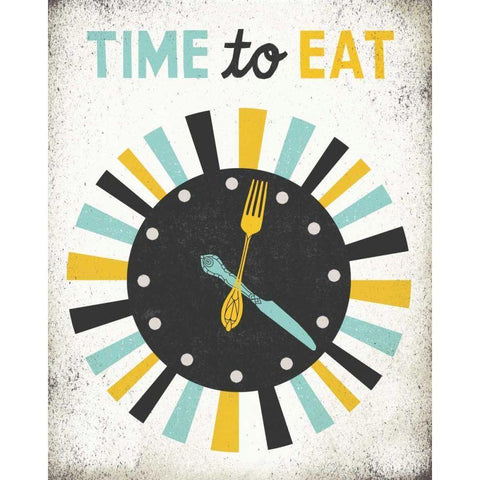 Retro Diner Time to Eat Clock Black Modern Wood Framed Art Print by Mullan, Michael