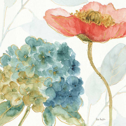 Rainbow Seeds Flowers IV Gold Ornate Wood Framed Art Print with Double Matting by Audit, Lisa