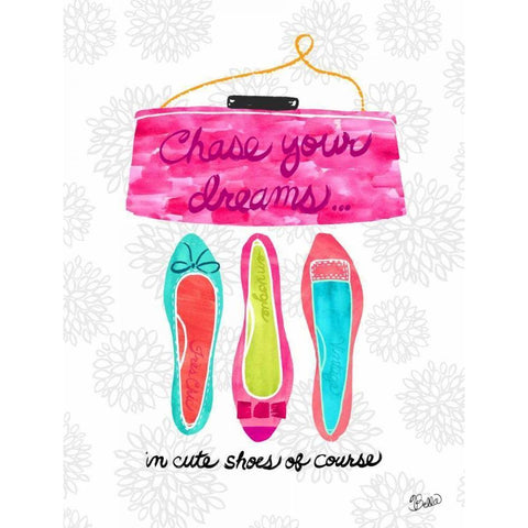 Chase Your Dreams Shoes Black Modern Wood Framed Art Print with Double Matting by Studio Bella