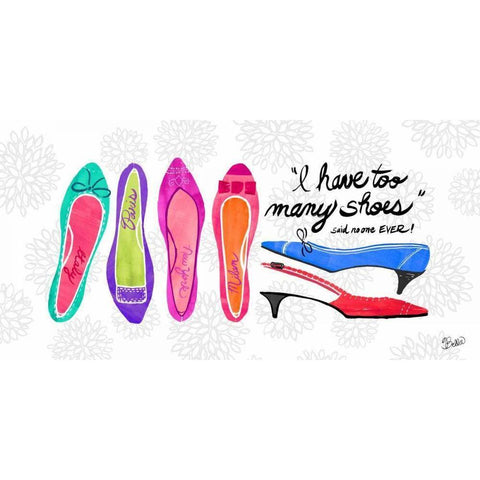 Too Many Shoes Black Modern Wood Framed Art Print with Double Matting by Studio Bella