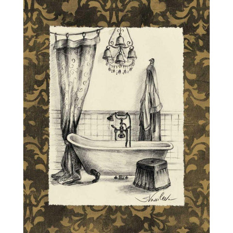 Elegant Bath II Gold Ornate Wood Framed Art Print with Double Matting by Vassileva, Silvia