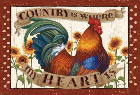 Country Heart I Dots Black Ornate Wood Framed Art Print with Double Matting by Penner, Janelle