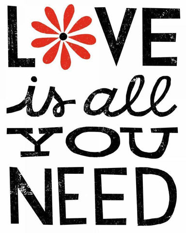 Inspiration Love II Red Flowers White Modern Wood Framed Art Print with Double Matting by Mullan, Michael