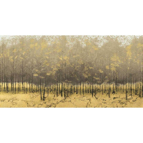 Golden Trees III Taupe Gold Ornate Wood Framed Art Print with Double Matting by Wiens, James