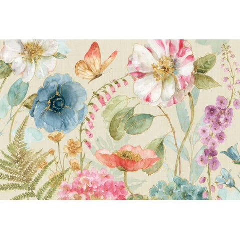 Rainbow Seeds Flowers I Linen Gold Ornate Wood Framed Art Print with Double Matting by Audit, Lisa