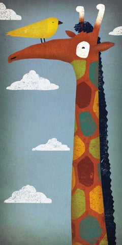 Giraffe White Modern Wood Framed Art Print with Double Matting by Fowler, Ryan