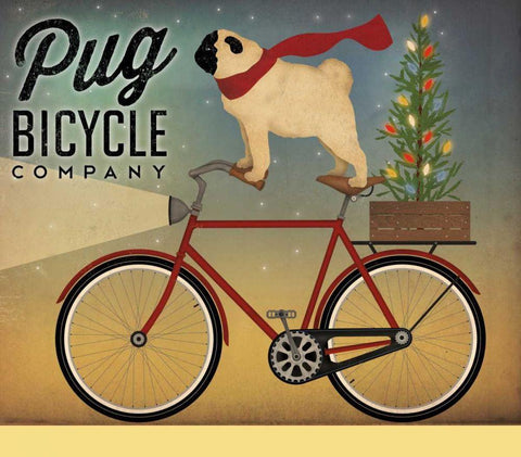 Pug on a Bike Black Ornate Wood Framed Art Print with Double Matting by Fowler, Ryan