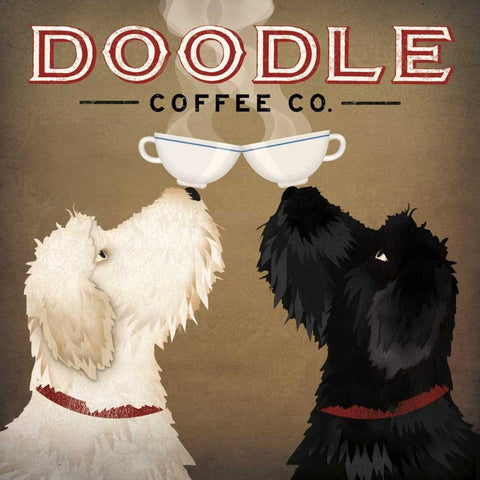 Doodle Coffee Double IV White Modern Wood Framed Art Print with Double Matting by Fowler, Ryan