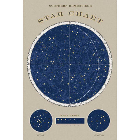 Northern Star Chart Black Modern Wood Framed Art Print with Double Matting by Schlabach, Sue