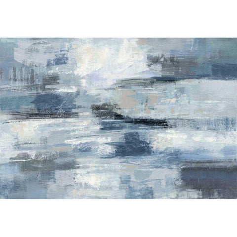 Clear  Water Indigo and Gray Black Modern Wood Framed Art Print with Double Matting by Vassileva, Silvia