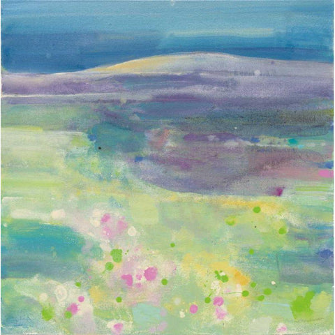 Lavender Fields White Modern Wood Framed Art Print by Hristova, Albena