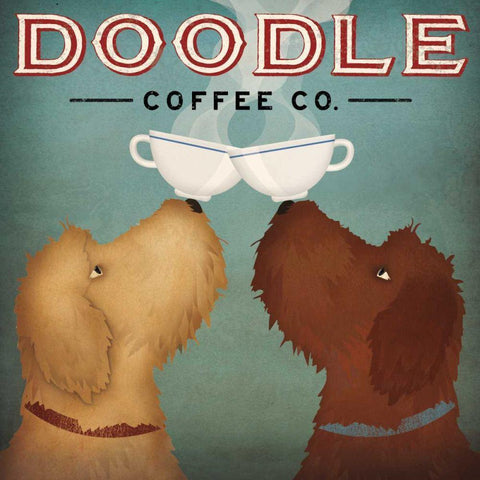 Doodle Coffee Double I Black Modern Wood Framed Art Print with Double Matting by Fowler, Ryan