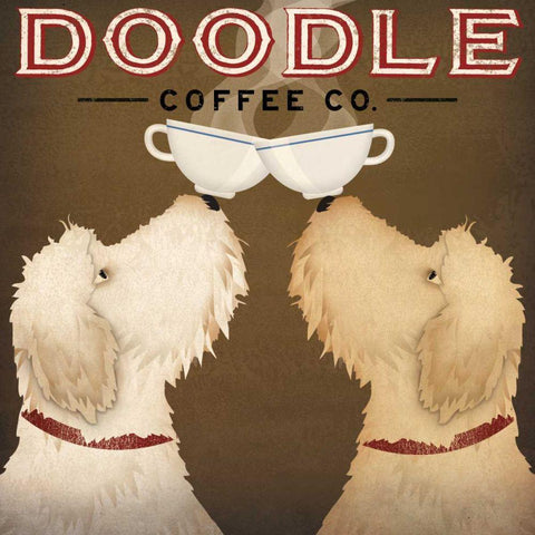 Doodle Coffee Double II White Modern Wood Framed Art Print with Double Matting by Fowler, Ryan