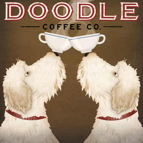 Doodle Coffee Double V Black Modern Wood Framed Art Print with Double Matting by Fowler, Ryan