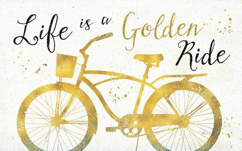 Golden Ride III White Modern Wood Framed Art Print with Double Matting by Pela Studio