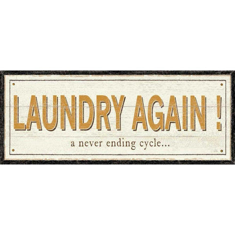 Laundry Again! Gold Ornate Wood Framed Art Print with Double Matting by Pela