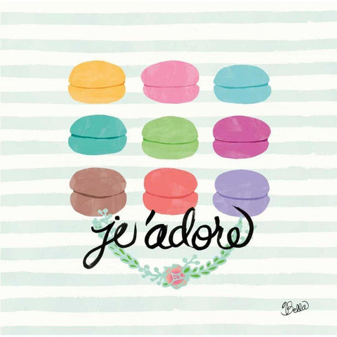 J adore Macarons White Modern Wood Framed Art Print by Studio Bella