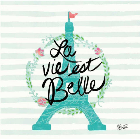 La Vie Est Belle Gold Ornate Wood Framed Art Print with Double Matting by Studio Bella