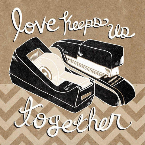 Love Keeps Us Together Taupe Black Ornate Wood Framed Art Print with Double Matting by Urban, Mary