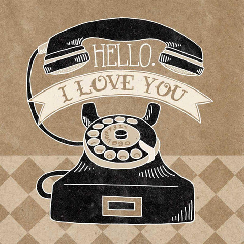 Hello I Love You Taupe White Modern Wood Framed Art Print with Double Matting by Urban, Mary