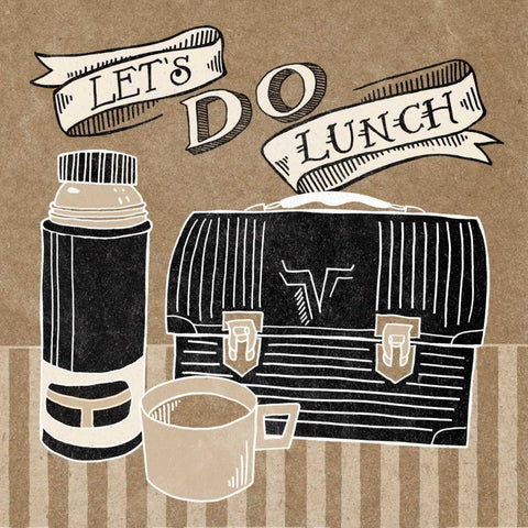 Lets Do Lunch Taupe Black Modern Wood Framed Art Print by Urban, Mary