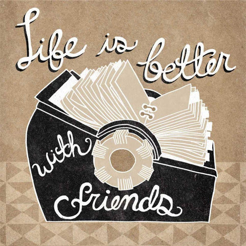 Life is Better with Friends Taupe White Modern Wood Framed Art Print by Urban, Mary