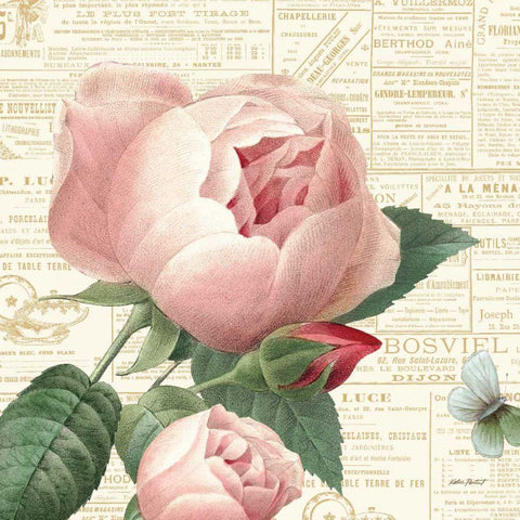 Roses in Paris V Gold Ornate Wood Framed Art Print with Double Matting by Pertiet, Katie
