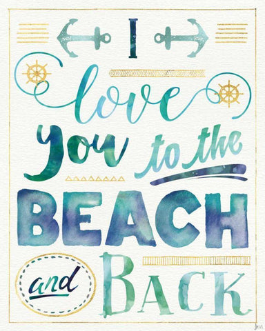 Coastal Words I Black Ornate Wood Framed Art Print with Double Matting by Aiken, Jess