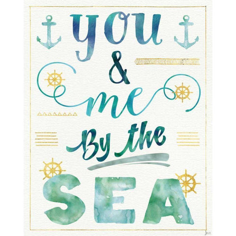 Coastal Words II Gold Ornate Wood Framed Art Print with Double Matting by Aiken, Jess