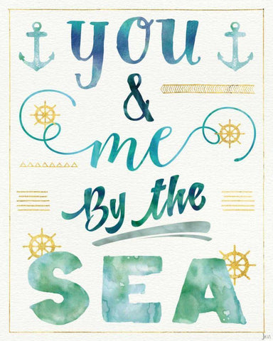 Coastal Words II Black Ornate Wood Framed Art Print with Double Matting by Aiken, Jess