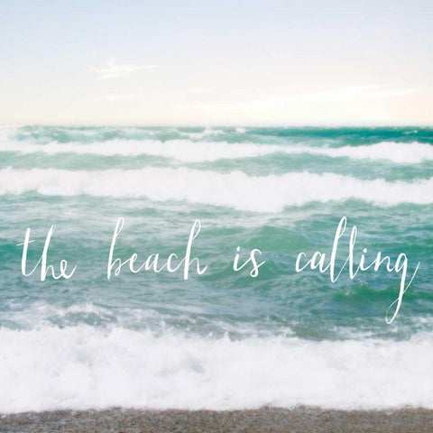 The Beach is Calling White Modern Wood Framed Art Print by Marshall, Laura