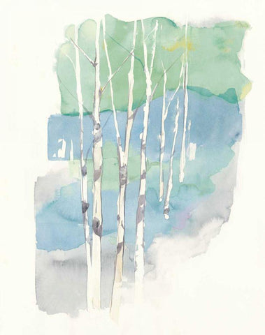 Aspens II White Modern Wood Framed Art Print with Double Matting by Tillmon, Avery