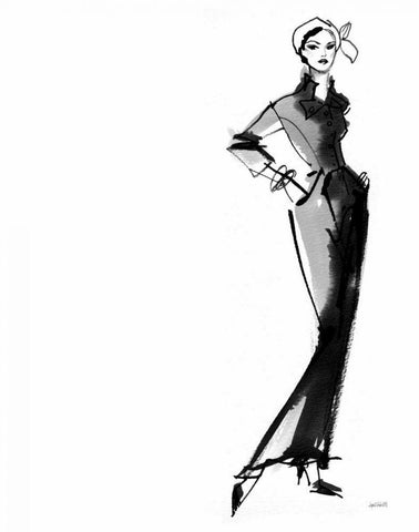 Fifties Fashion III Black Ornate Wood Framed Art Print with Double Matting by Tavoletti, Anne