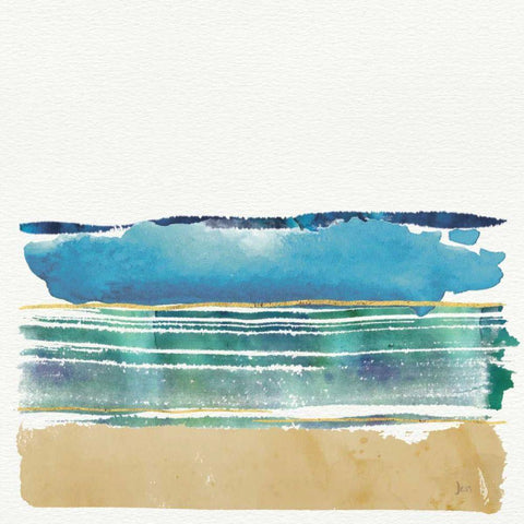 By the Sea I no Words Black Modern Wood Framed Art Print by Aiken, Jess