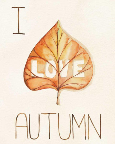 Autumn Love I White Modern Wood Framed Art Print with Double Matting by DeNeige, Elyse