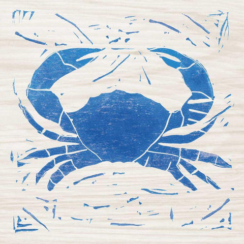 Sea Creature Crab Blue White Modern Wood Framed Art Print by Prahl, Courtney