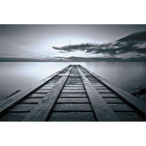 Cosmic Dock BW White Modern Wood Framed Art Print by Gendreau, Katherine