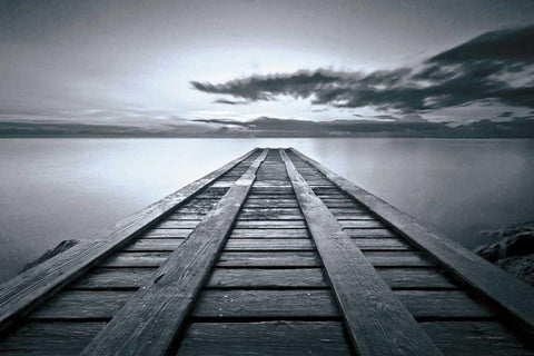 Cosmic Dock BW Black Ornate Wood Framed Art Print with Double Matting by Gendreau, Katherine