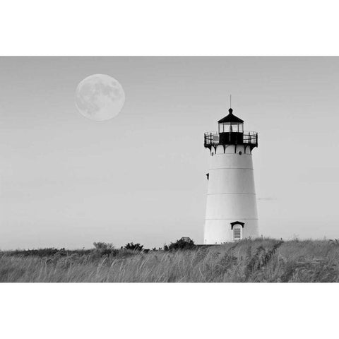 Moon over Marthas Vineyard BW Gold Ornate Wood Framed Art Print with Double Matting by Gendreau, Katherine
