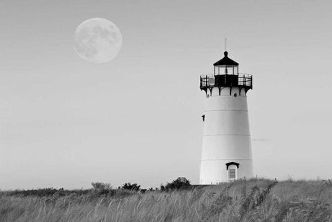 Moon over Marthas Vineyard BW Black Ornate Wood Framed Art Print with Double Matting by Gendreau, Katherine