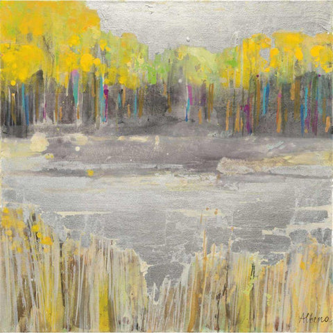 Silver Landscape White Modern Wood Framed Art Print by Hristova, Albena