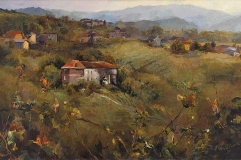 Overlooking The Valley Crop Black Ornate Wood Framed Art Print with Double Matting by Hageman, Marilyn