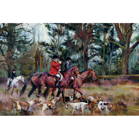 Foxhunt Black Modern Wood Framed Art Print by Hageman, Marilyn