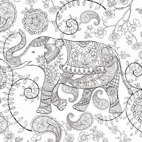 Color My World Elephant II Square Black Modern Wood Framed Art Print by Daphne, Brissonnet