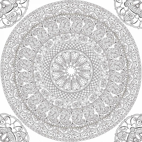 Color My World Mandala Square White Modern Wood Framed Art Print with Double Matting by Daphne, Brissonnet