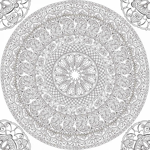 Color My World Mandala Square Black Modern Wood Framed Art Print by Daphne, Brissonnet