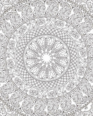 Color My World Mandala crop Black Ornate Wood Framed Art Print with Double Matting by Daphne, Brissonnet