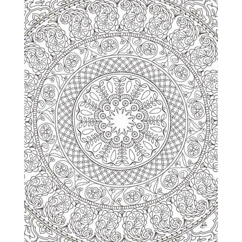 Color My World Mandala crop Black Modern Wood Framed Art Print with Double Matting by Daphne, Brissonnet