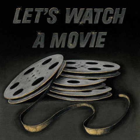 Lets Watch a Movie Black Modern Wood Framed Art Print by Wild Apple Portfolio