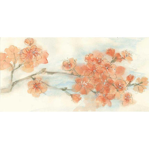 Peach Blossom I White Modern Wood Framed Art Print by Paschke, Chris